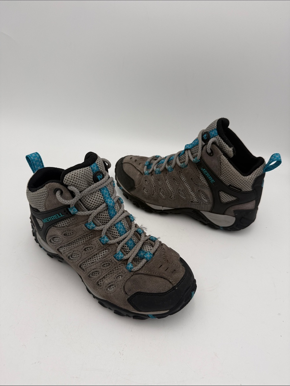 Merrell Gray and Teal Hiking Ankle Boots